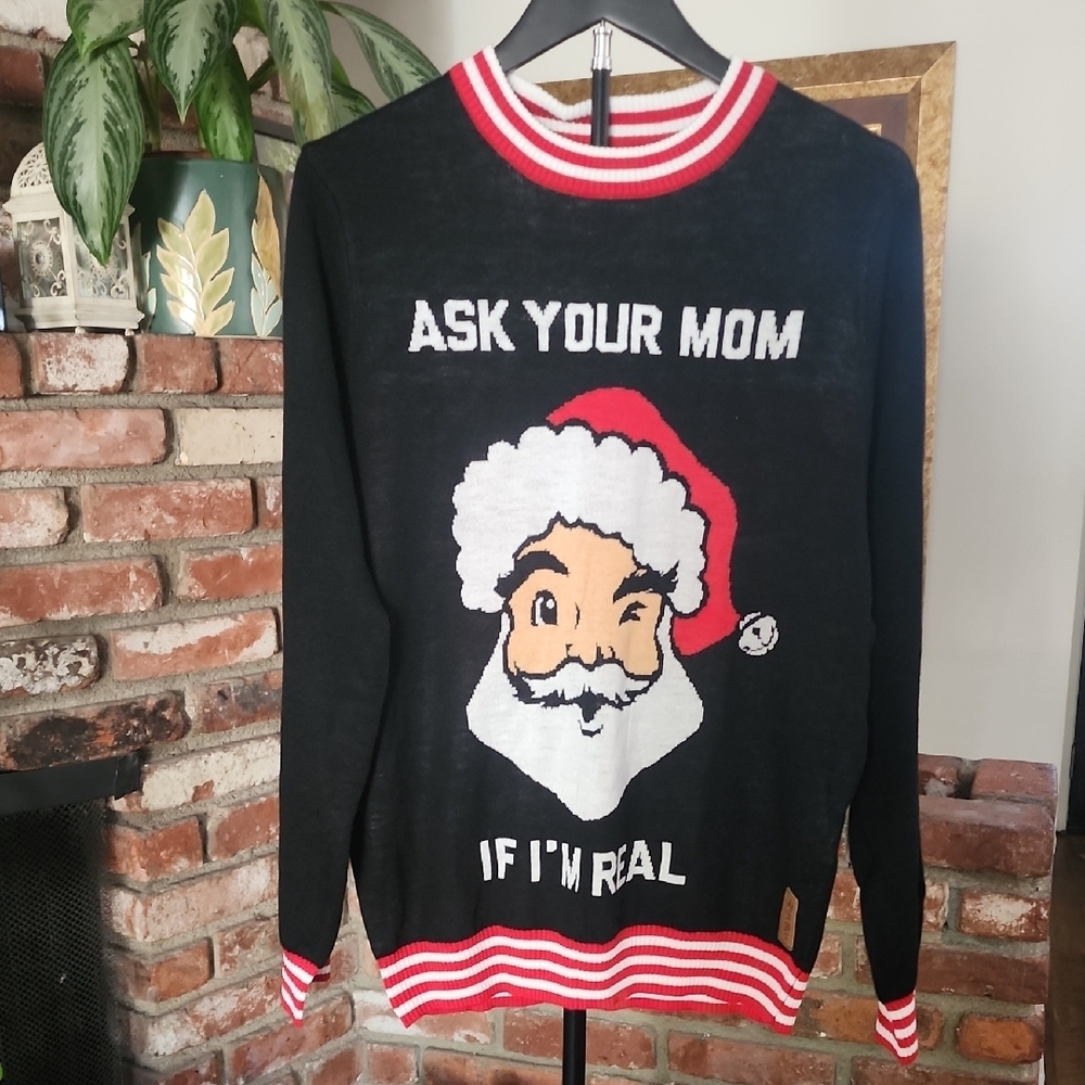 NWT Tipsy Elves Ask Your Mom If I’m Real Santa Christmas Sweater Mens M